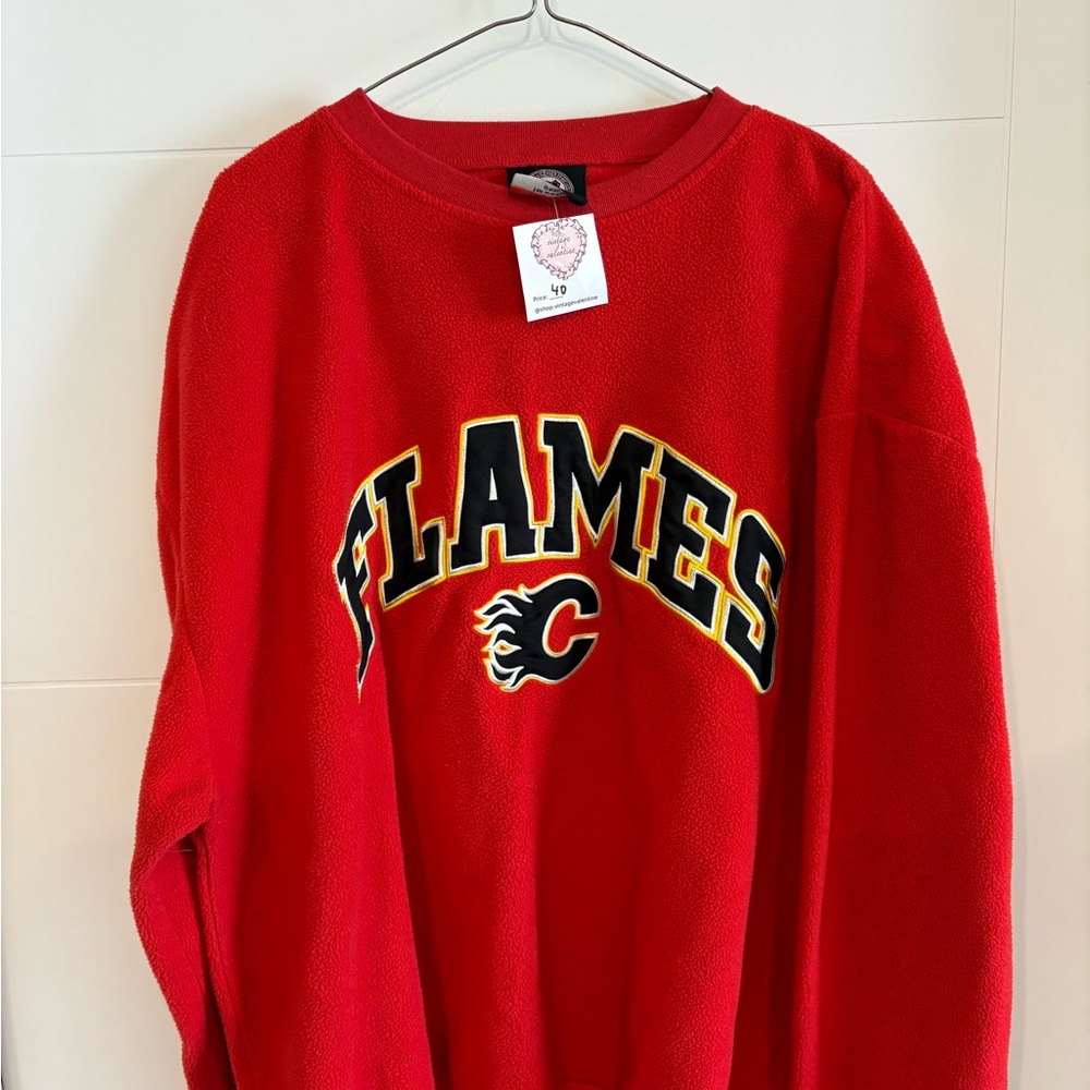 NHL Official Red Crewneck Calgary Flames Fleece